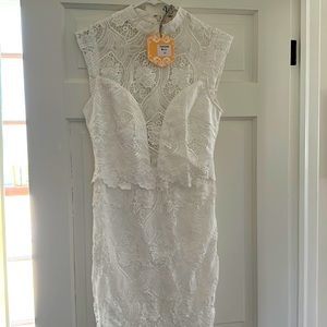 White lace midi dress